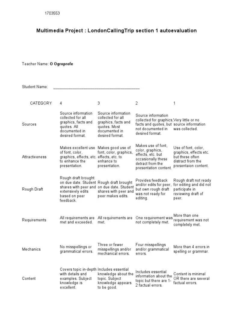 Rubric Section 1 | PDF | Knowledge | Cognition