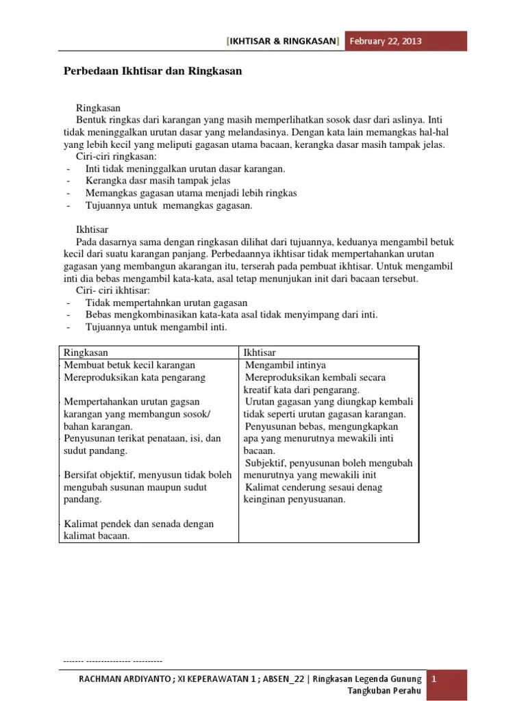 Perbedaan Ikhtisar Dan Ringkasan | PDF