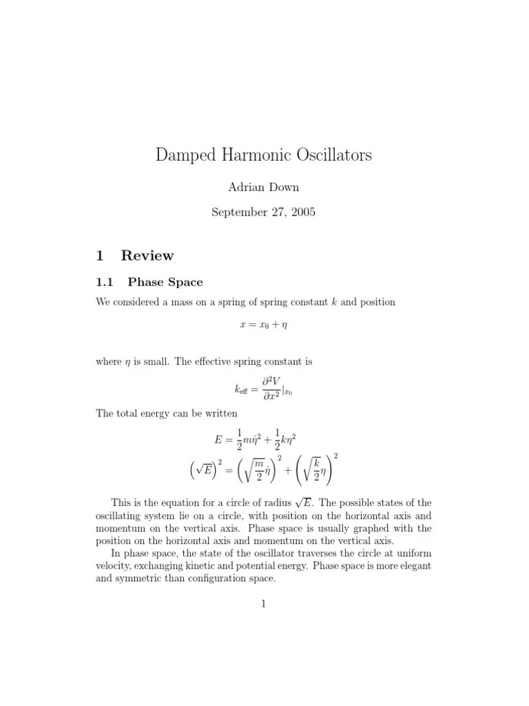Damping Harmonic Oscillators | PDF | Mathematical Physics | Physics
