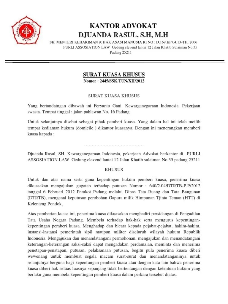 Dedi rahman hasyim, s.h., m.h. Contoh Surat Gugatan Ptun Imb - Wiring Diagram