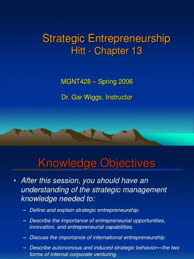 Strategic Entrepreneurship: Hitt - Chapter 13 | PDF | Entrepreneurship ...