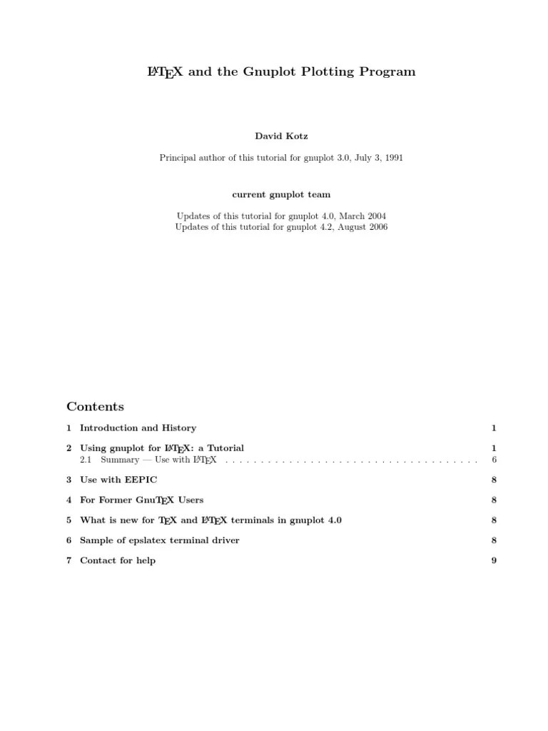 L TEX And The Gnuplot Plotting Program | Download Free PDF | Te X ...