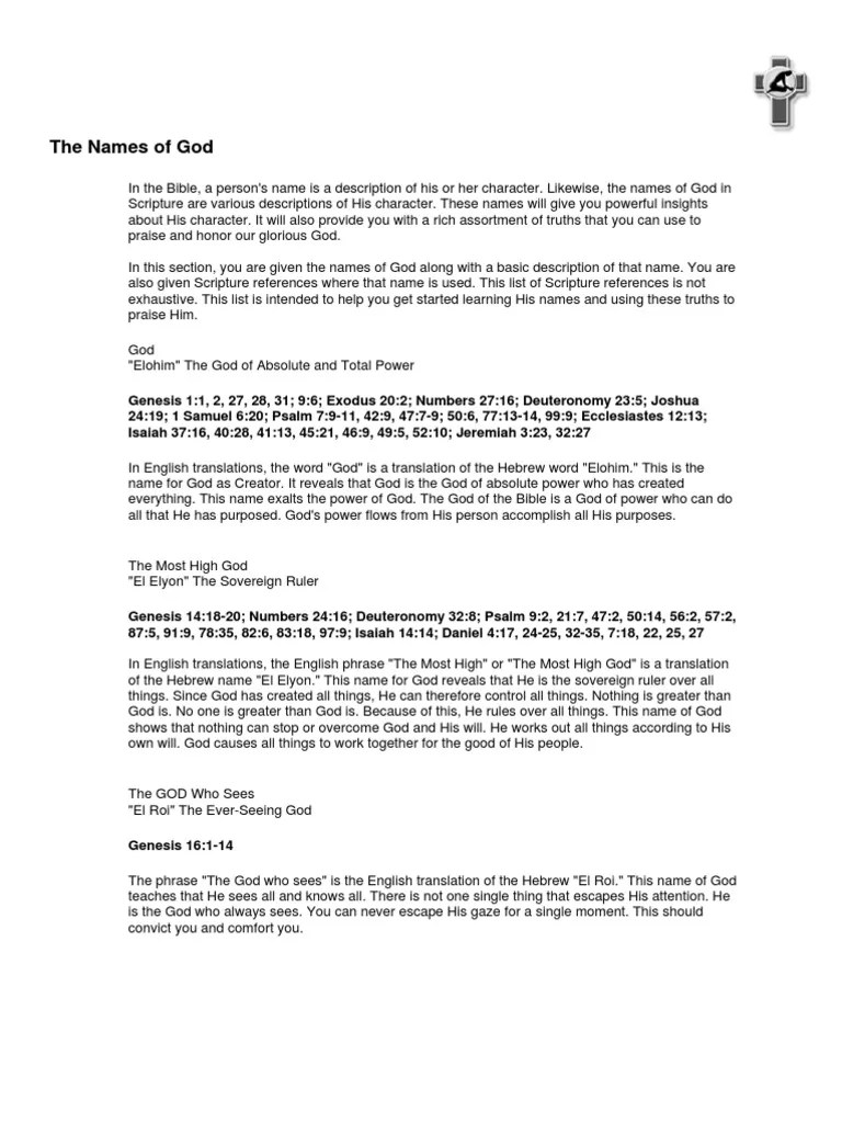 The Names Of God | PDF | Names Of God In Judaism | Books Of The Hebrew Bible