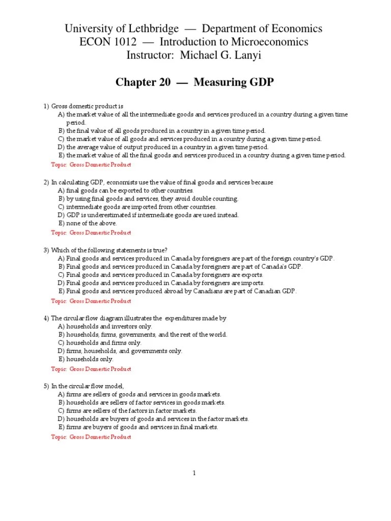 CH 20 Measuring GDP | PDF | Gross Domestic Product | Government Spending