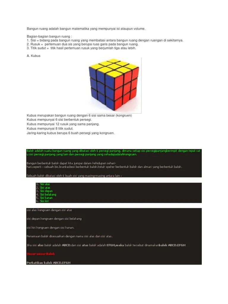 Bangun Ruang Adalah Bangun Matematika Yang Mempunyai Isi Ataupun Volume |  PDF