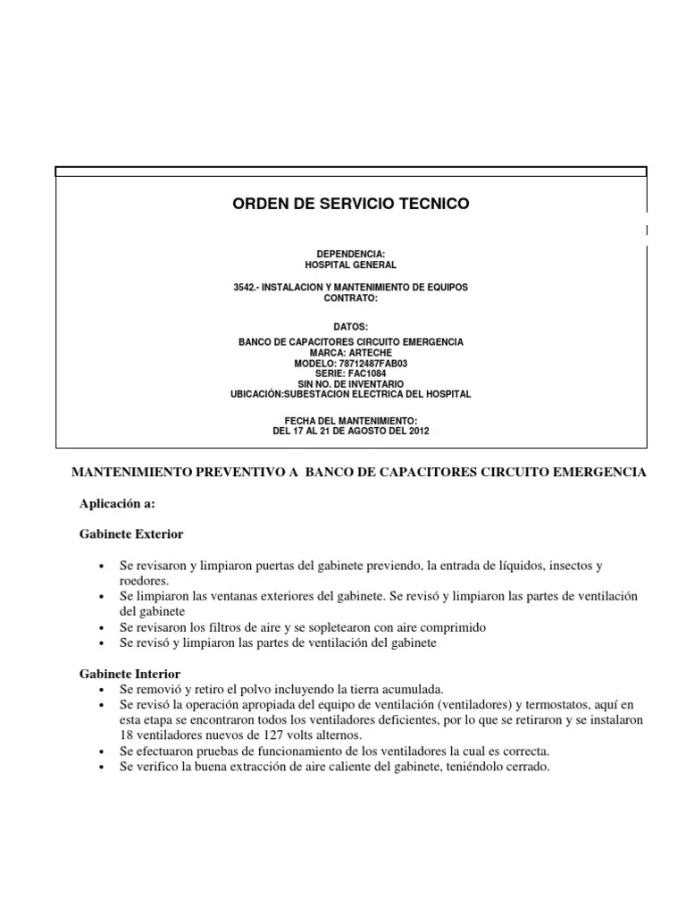 Mantto A Banco Capacitores Emergencia Condensador