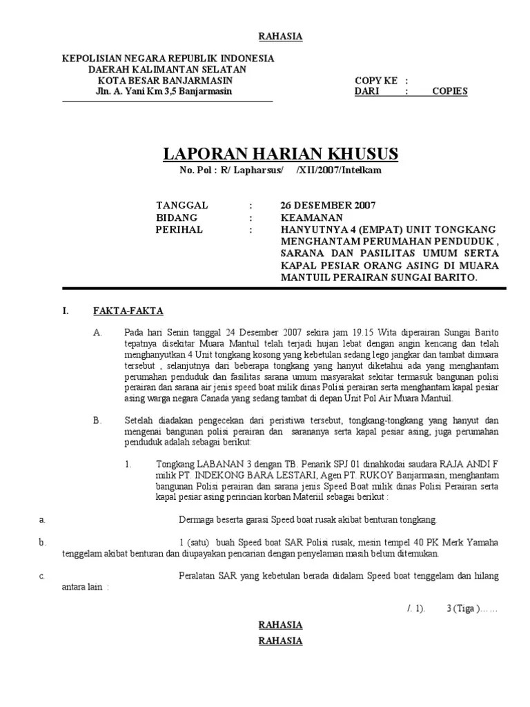 6) laporan komandan upacara kepada inspektur upacara bahwa upacara. Laporan Khusus Intel Pdf