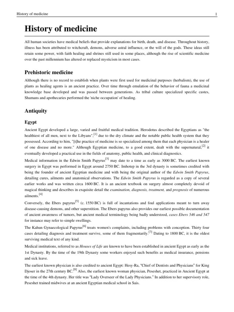 A Comprehensive Overview Of The History Of Medicine From Prehistoric To Ancient Times | PDF ...