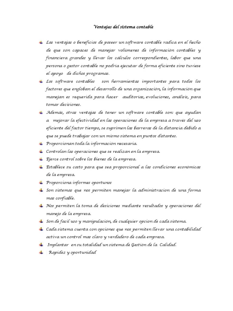Ventajas Del Sistema Contable | PDF | Contabilidad | Software