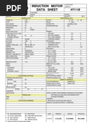 Hico Induction Motor Data Sheet Electric Power
