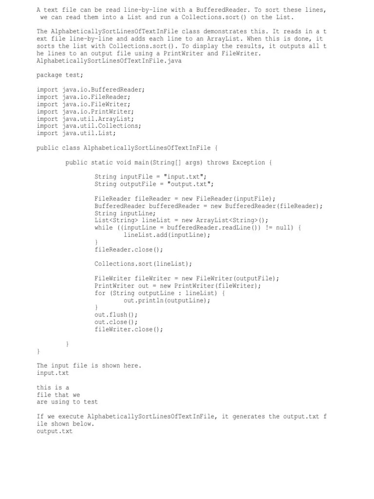 Sorting Alphabetically Java | PDF | Java (Programming Language ...