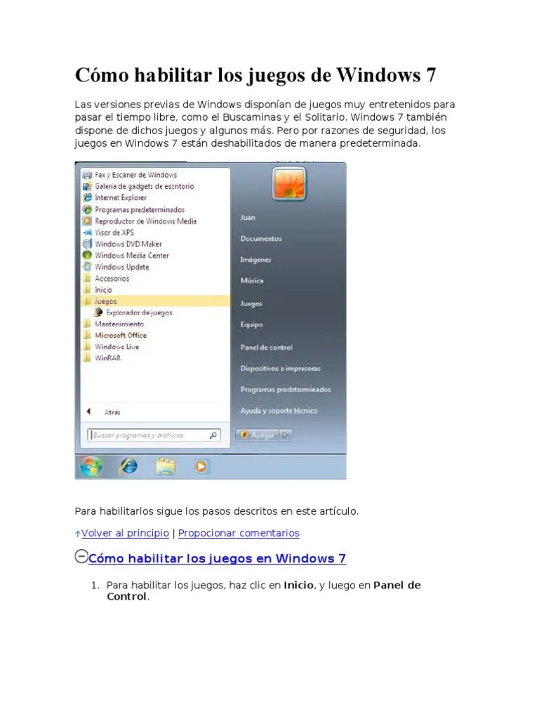 Juegos microsoft windows 7 : Como Habilitar Los Juegos De Windows 7 Y Xp Windows 7 Microsoft Windows
