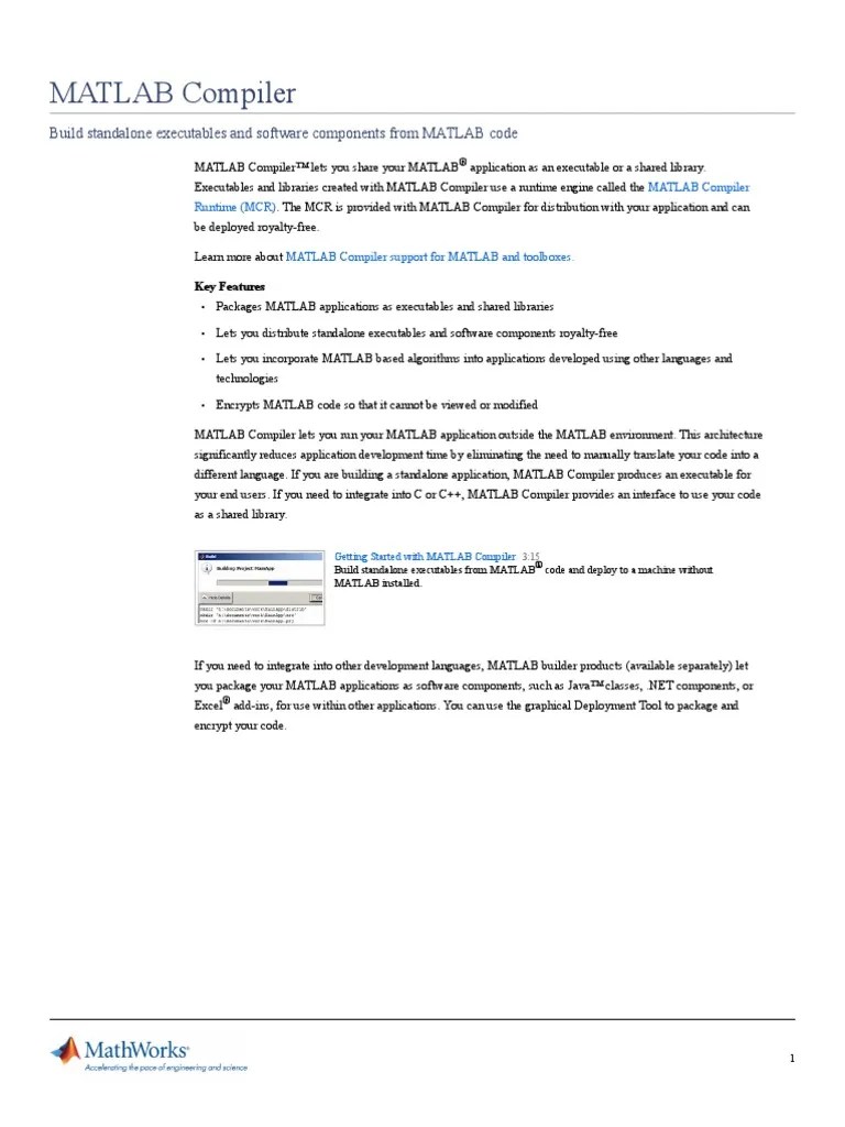 Matlab Compiler | PDF | Matlab | Library (Computing)