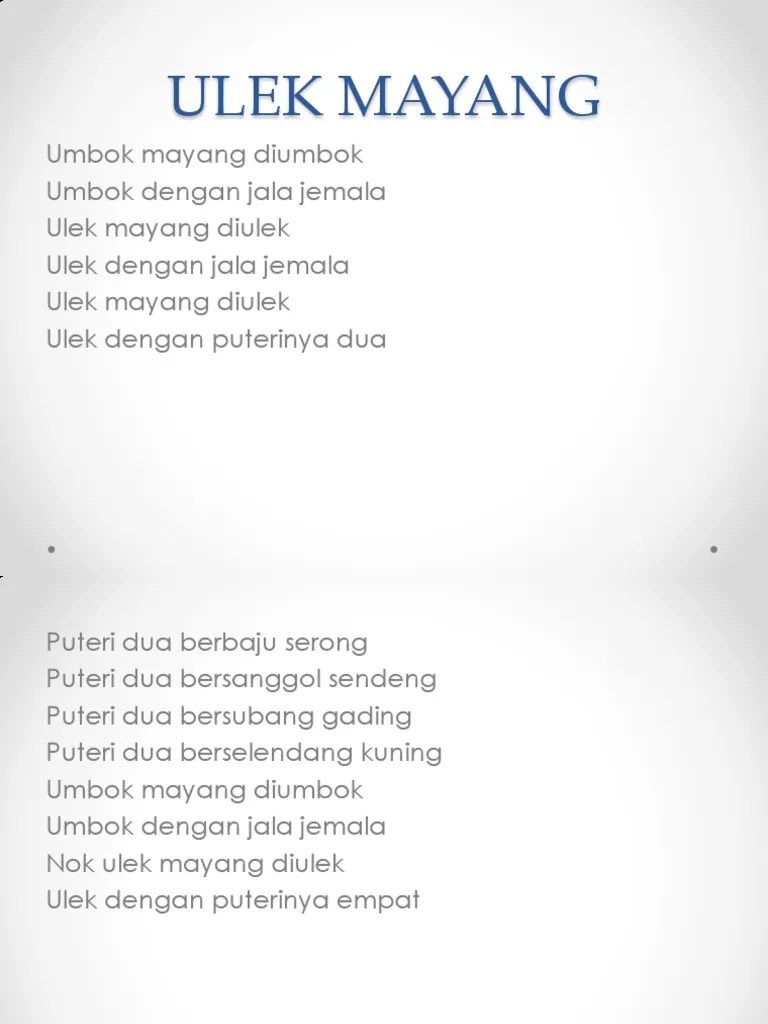 Susah nak berikan lirik asal takut tersalah guna merana badan. Lirik Lagu Ulek Mayang Yang Sebenar Aaronctz