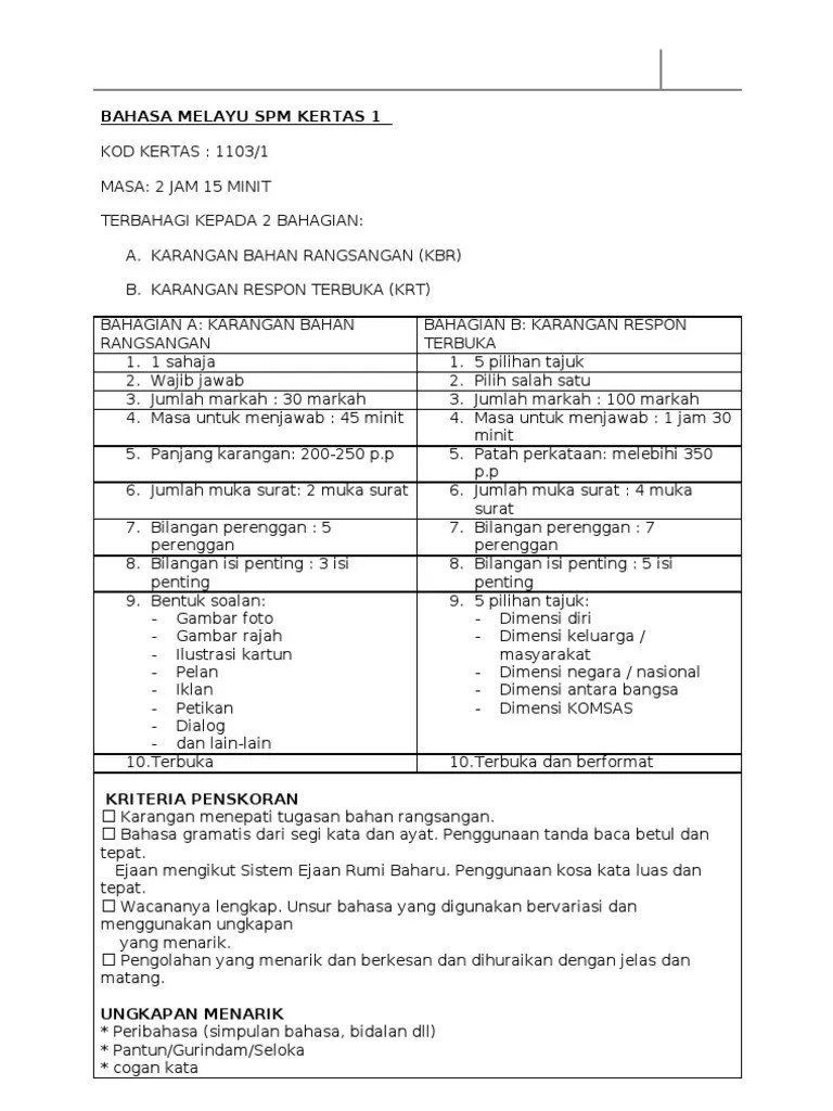 Spm Bm Kertas 1 Bahagian A / Top Pdf Soalan Bahasa Melayu Spm Kertas 1