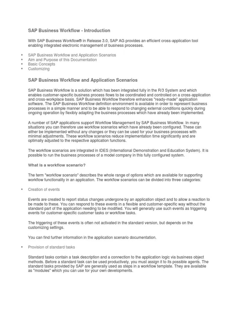 SAP Business Workflow | PDF | Business Process | Object (Computer Science)