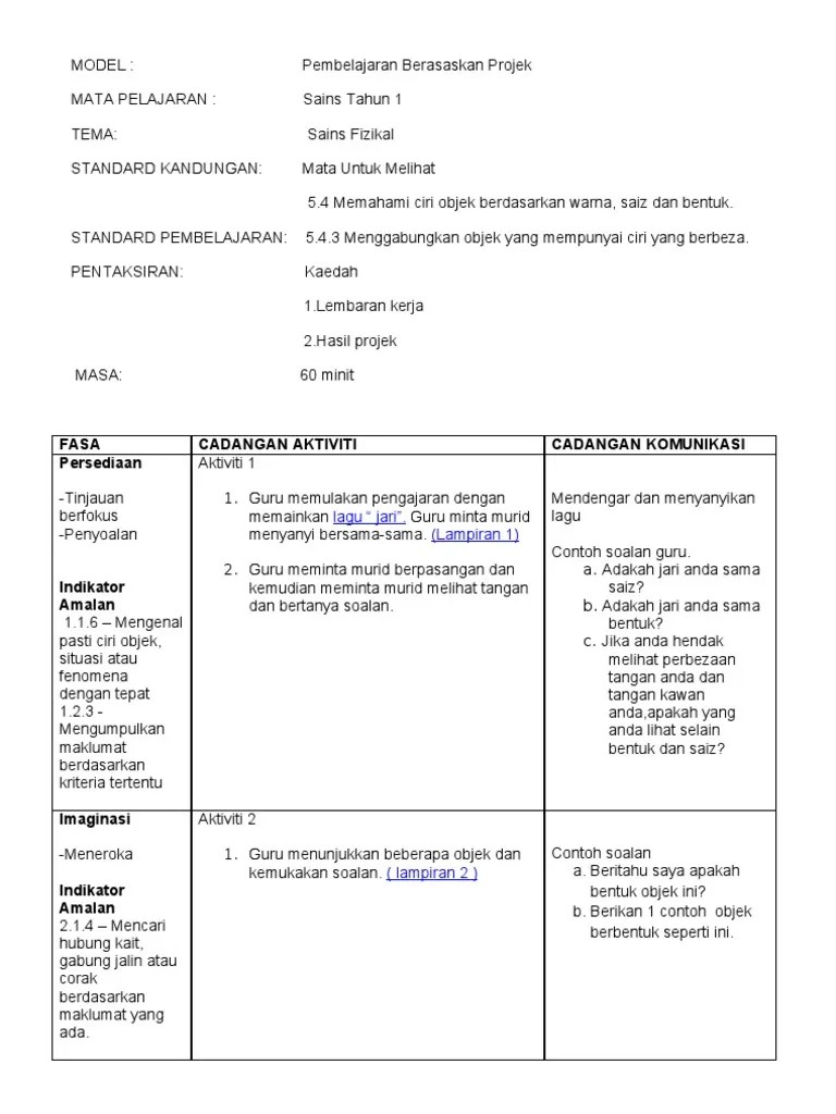 Laporan mesti menepati format yang ditentukan bagi karangan jenis laporan. Pembelajaran Berasaskan Projek Pdf