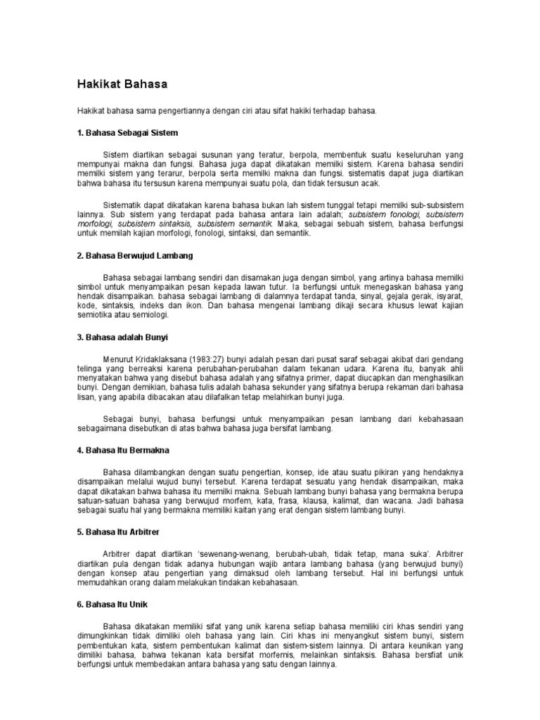 Hakikat Bahasa | PDF