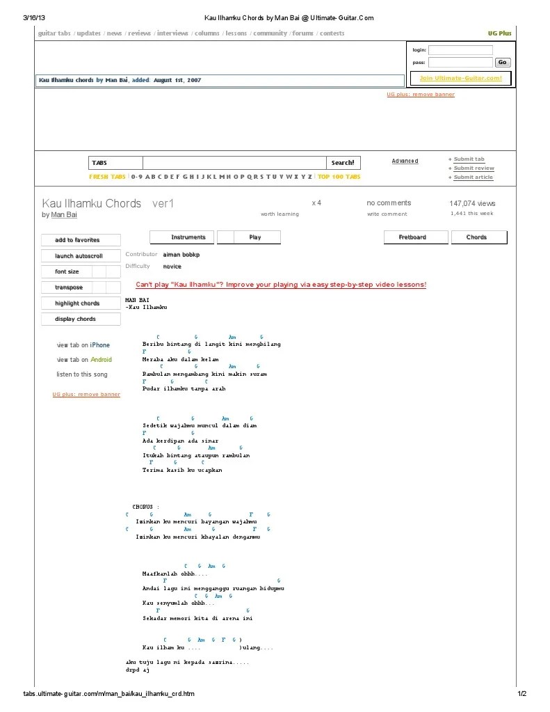 Chords for kau ilham ku~~ man bai~~ piano cover. Man Bai Kau Ilhamku Guitar Chord Wallpaper