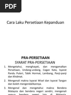 Kuiz pandu puteri remaja dan renjer: Cara Laku Persetiaan Kepanduan Pandu Puteri Pdf