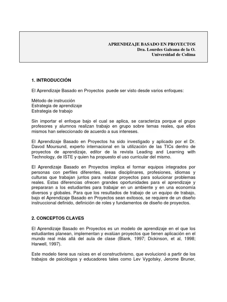 Aprendizaje Basado En Proyectos | PDF | Aprendizaje | Tecnología De Información Y Comunicaciones