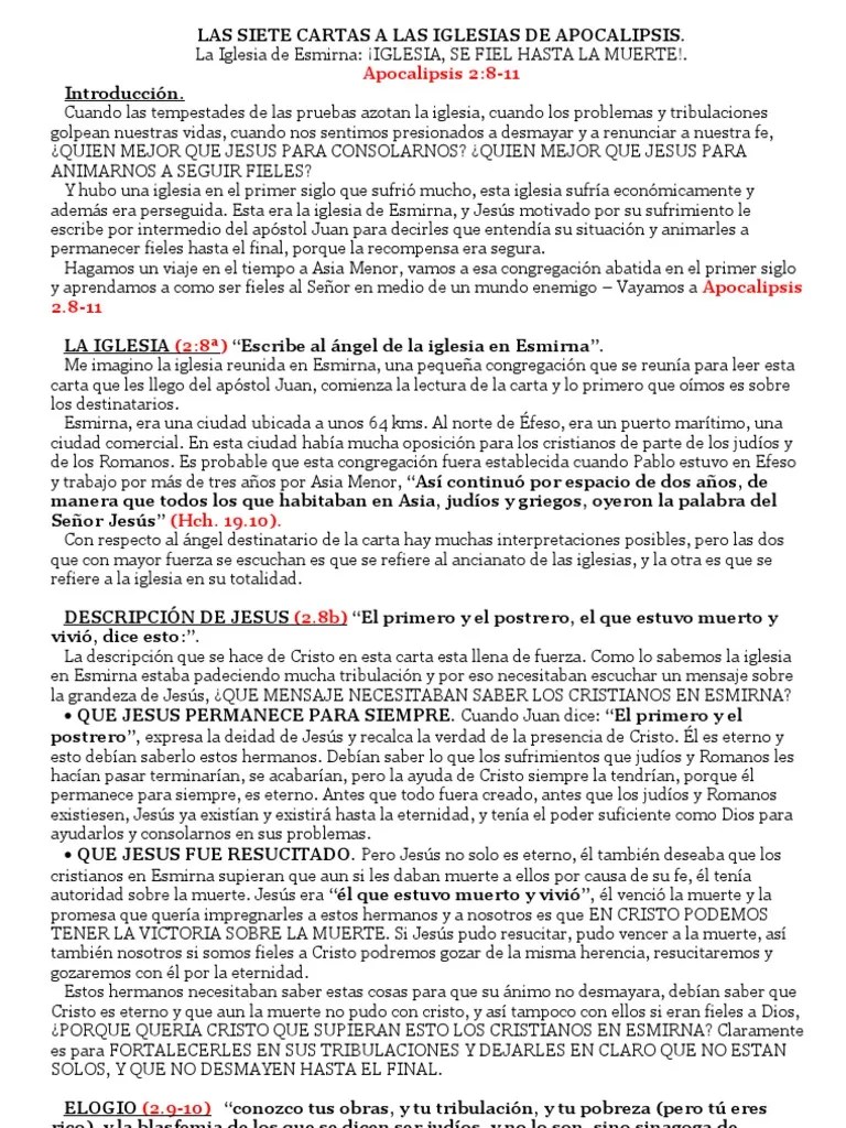 APOCALIPSIS 2.8-11 - Iglesia Se Fiel Hasta La Muerte | PDF | Jesús ...