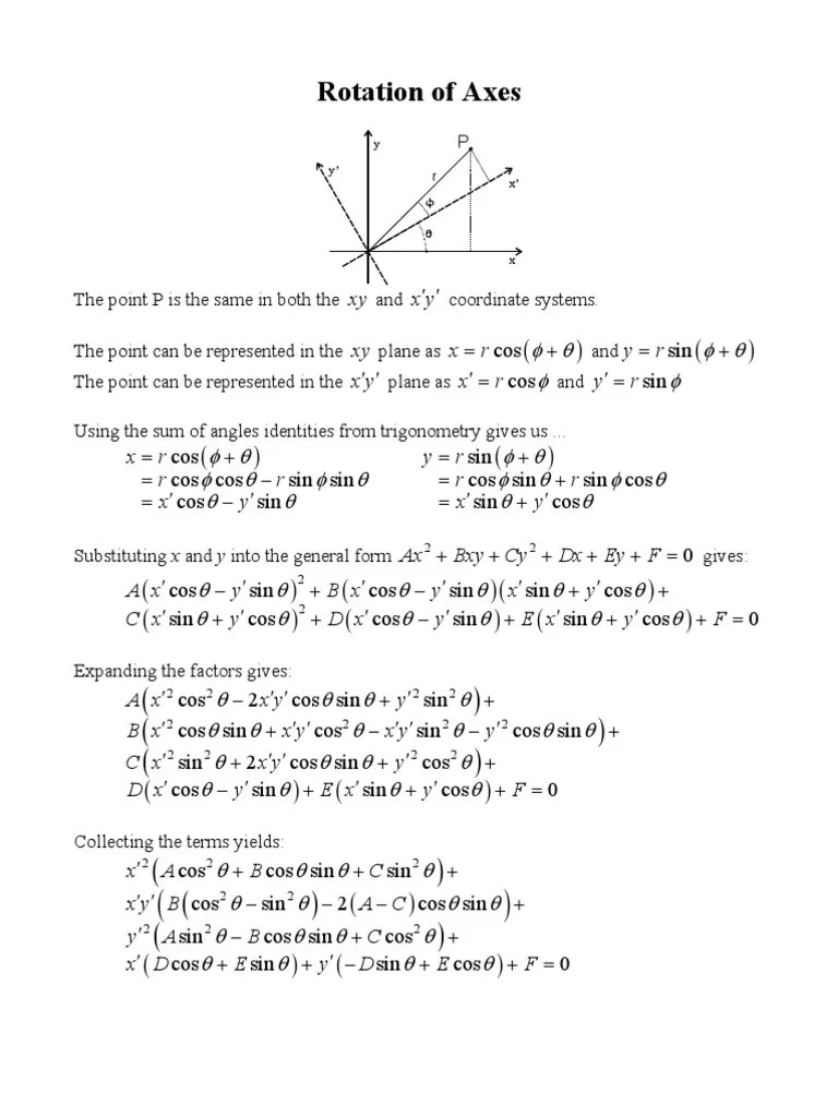 Rotation Of Axis | PDF | Trigonometric Functions | Sine