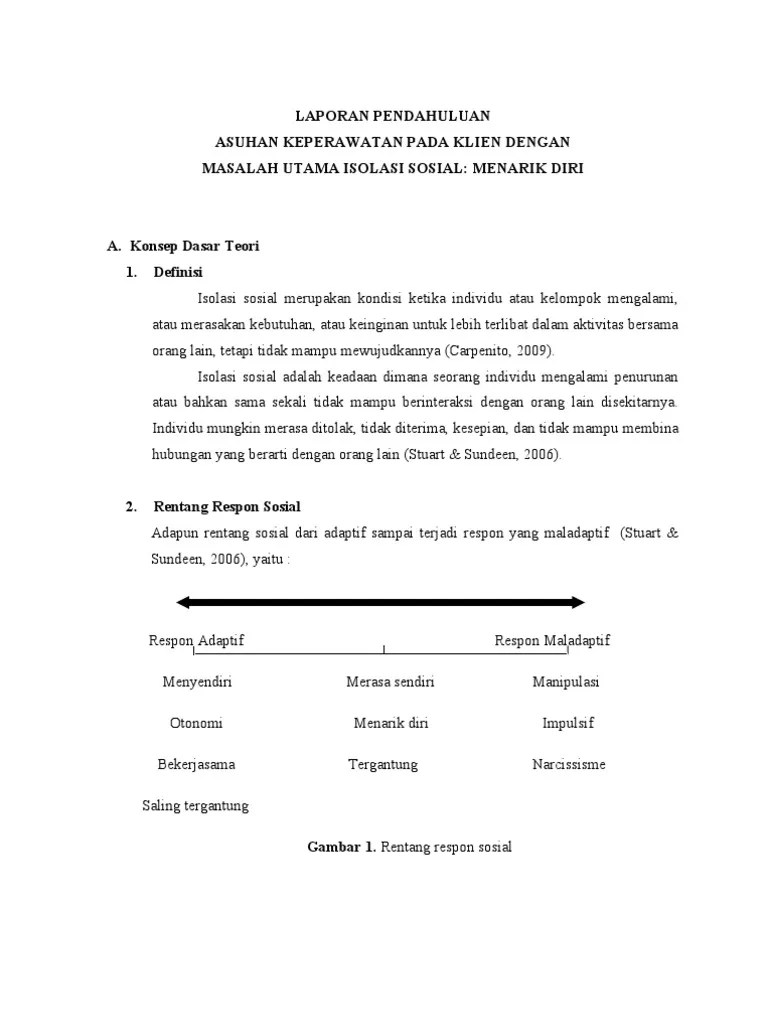 Klien dengan isolasi sosial di ruang katrili rsj prof. Lp Isolasi Sosial Pdf