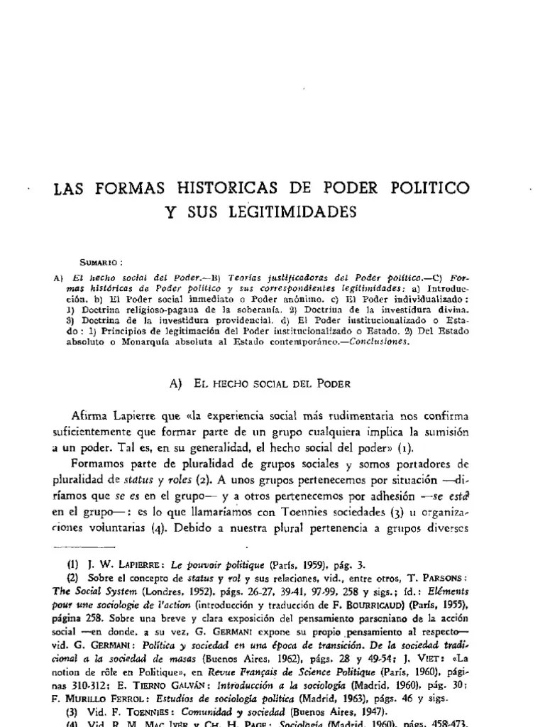 Las Formas Históricas De Poder Político Y Sus Legitimidades PDF | PDF | Monarca | Sociedad