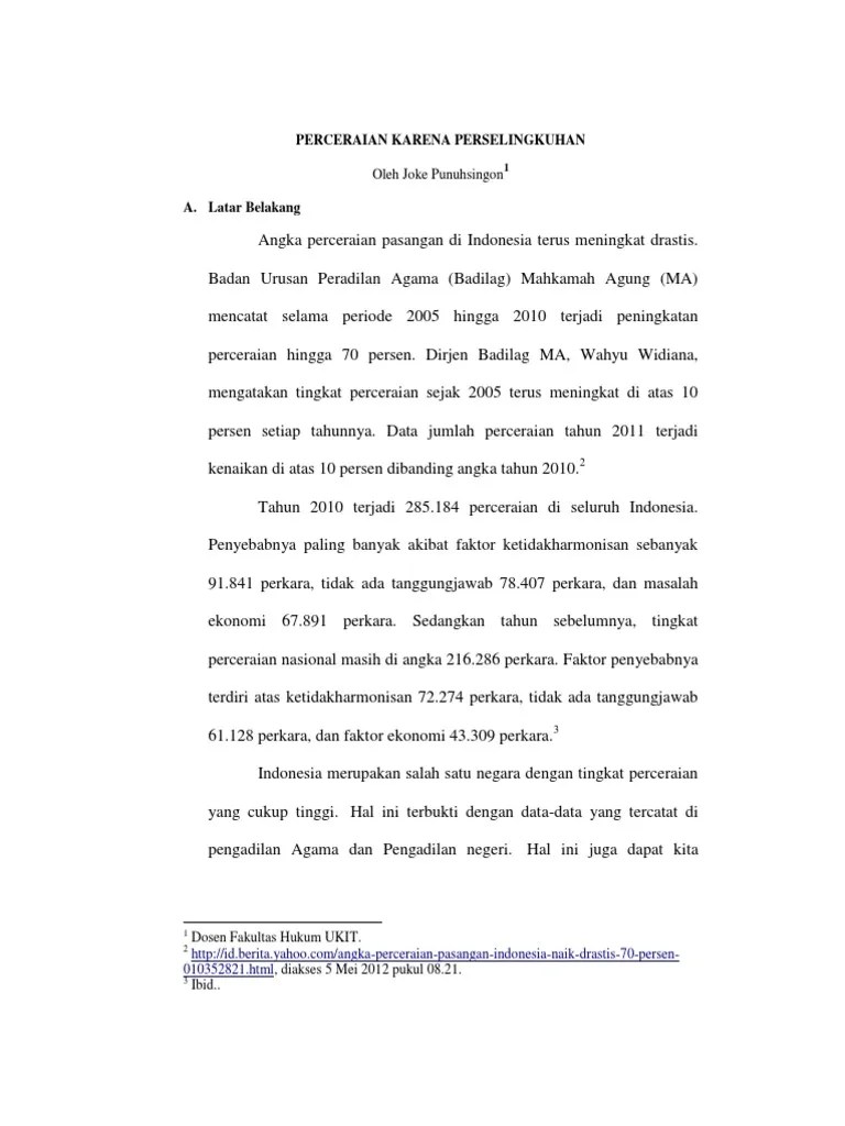 Perceraian Karena Perselingkuhan | PDF