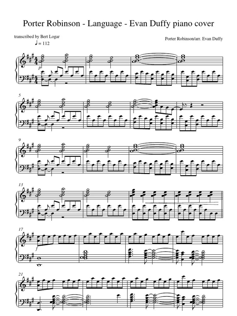 Porter Robinson Mirror Piano Cover Sheet Music 