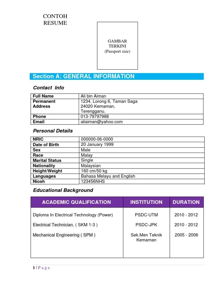 Sebelum anda memohon kerja di syarikat yang . Resume Latihan Industri Pdf