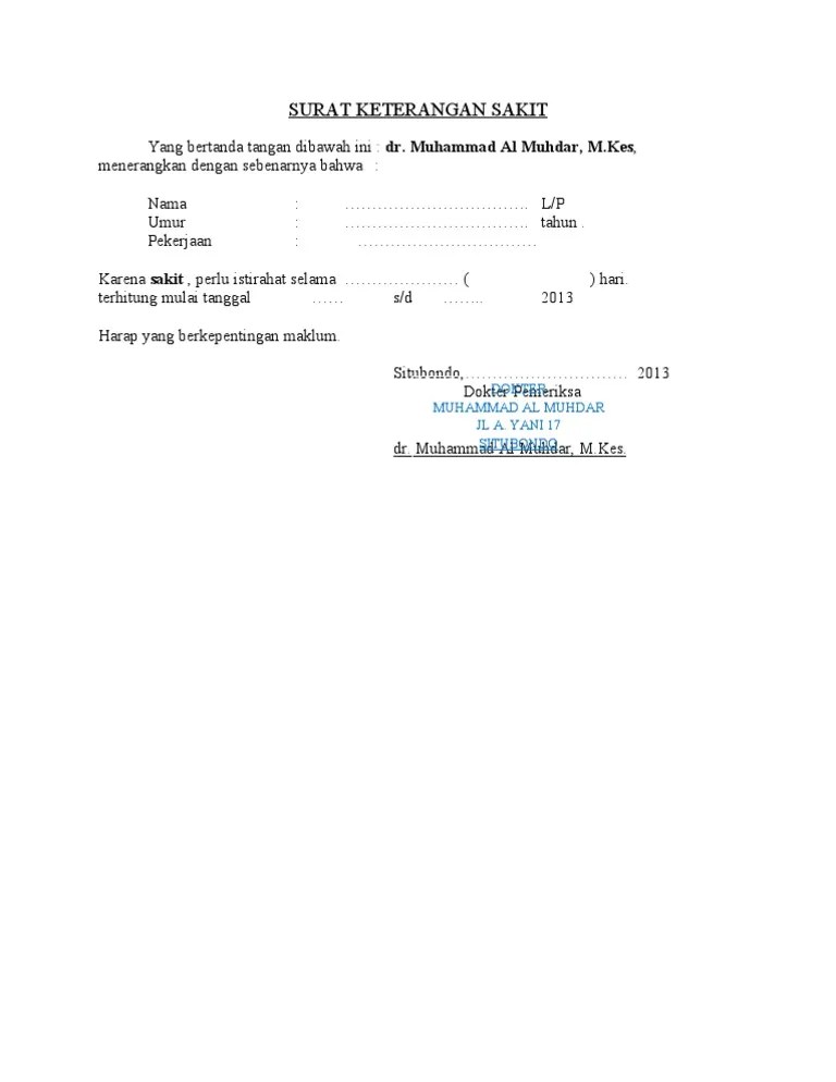 Surat Dokter Kosong Pdf 