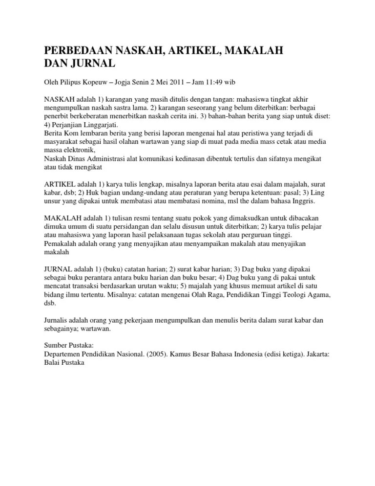PERBEDAAN Jurnal Makalah | PDF