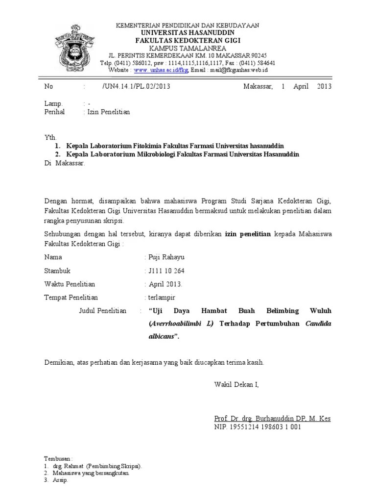 Formulir permohonan surat izin penelitian mata kuliah · formulir permohonan surat . Contoh Surat Izin Penelitian Pdf