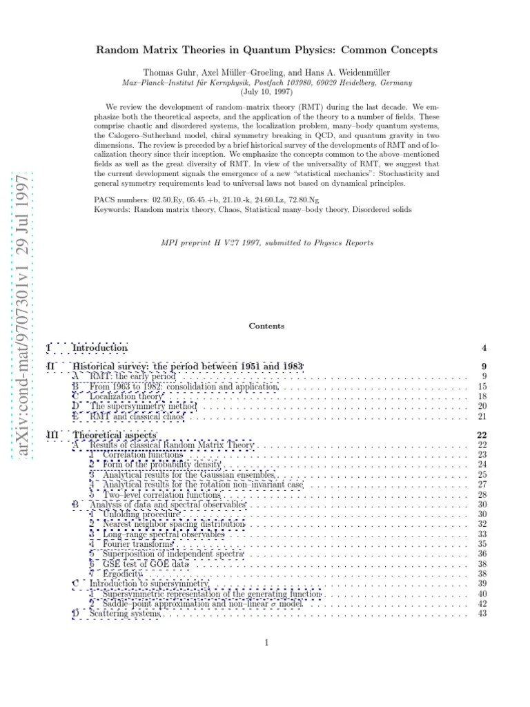 Random Matrix Theories In Quantum Physics | PDF | Atomic Nucleus | Neutron