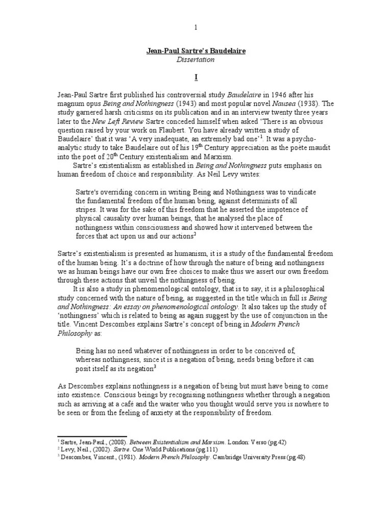 Sartre And Baudelaire | PDF | Existentialism | Jean Paul Sartre
