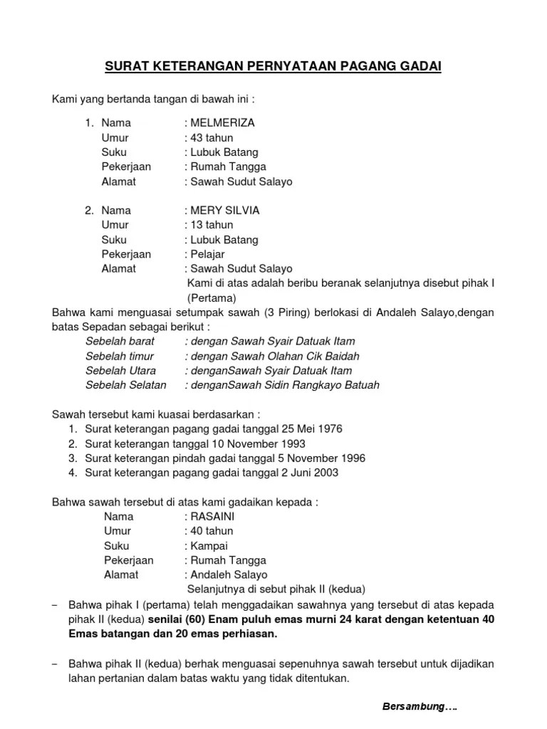 Check spelling or type a new query. Contoh Surat Gadai Tanah Kebun