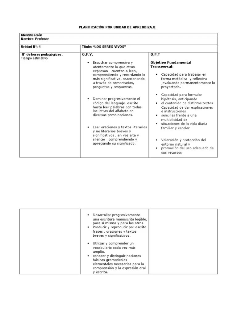1º Planificación Lenguaje Junio | PDF | Lectura (proceso) | Palabra