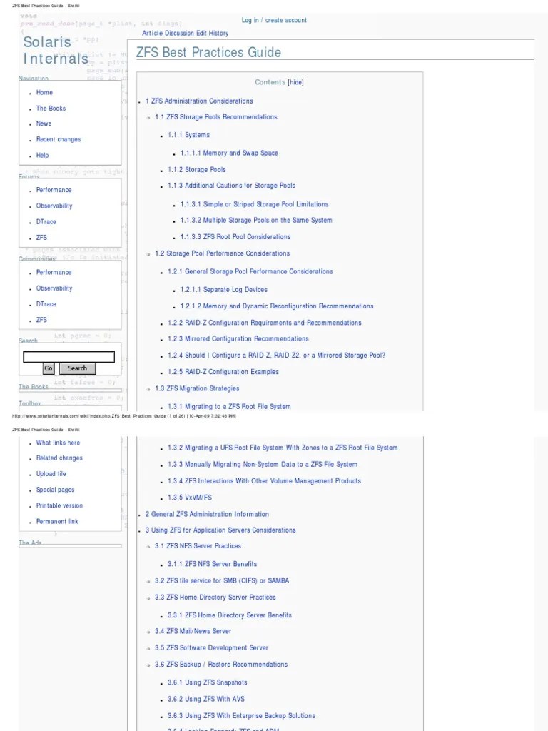 ZFS Best Practices Guide - Siwiki | PDF | File System | Computer Data ...
