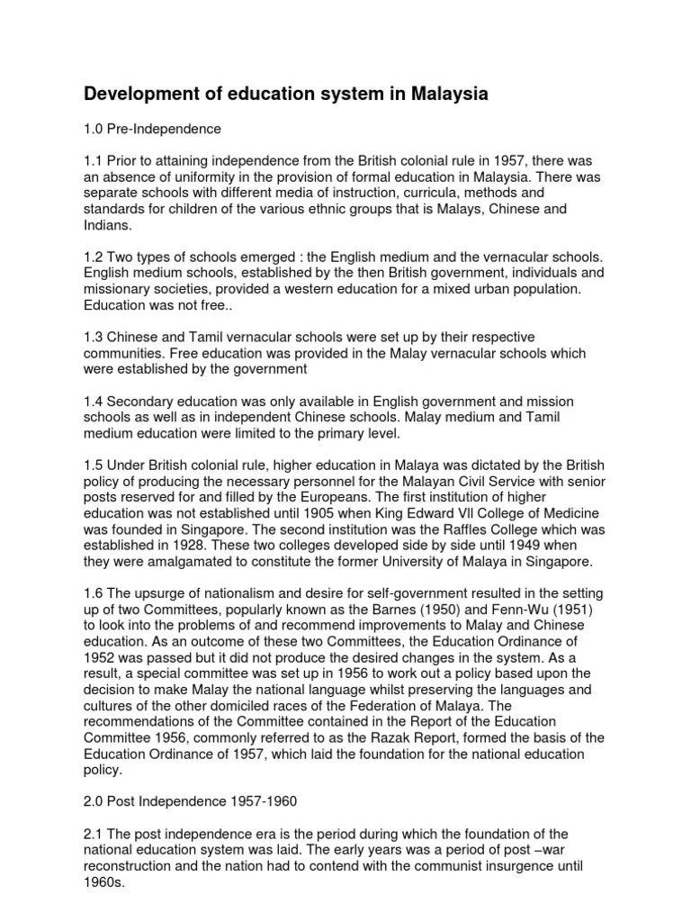 Development Of Education System In Malaysia | PDF | Distance Education | Educational Technology