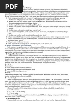Suatu instrumen evaluasi, dikatakan mempunyai nilai reliabilitas tinggi, apabila tes yang dibuat mempunyai hasil yang konsisten dalam mengukur yang hendak . Analisis Perbaikan Butir Soal Ranz Pdf