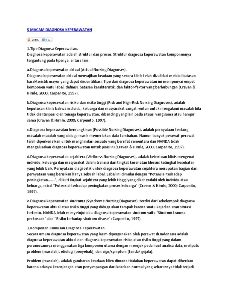 5 Macam Diagnosa Keperawatan | PDF