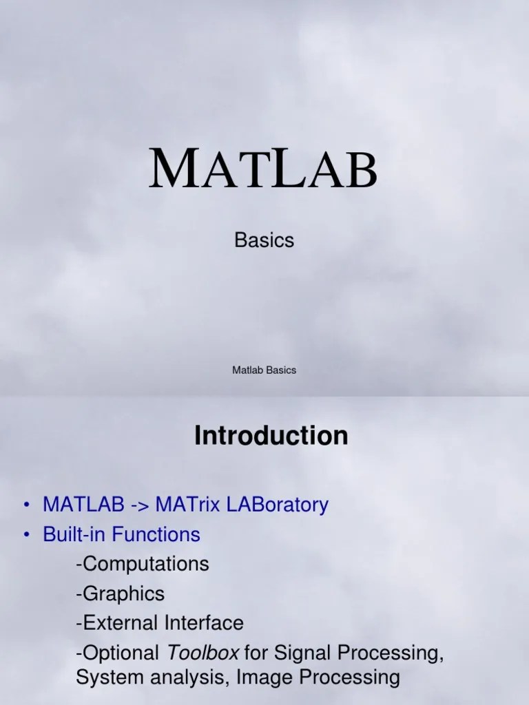 MATLAB Basics | PDF | Matlab | Matrix (Mathematics)