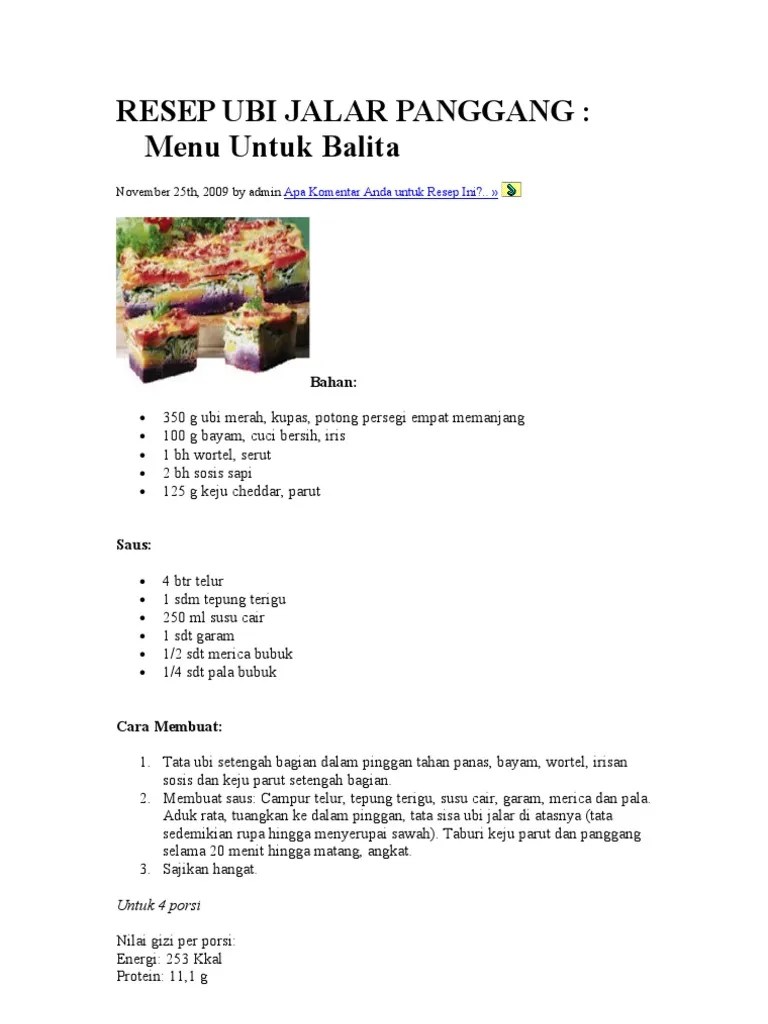 Sekarang mari kita lihat resep masakan yang berbahan dasar tersebut. Serealia Dan Umbi Mengandung
