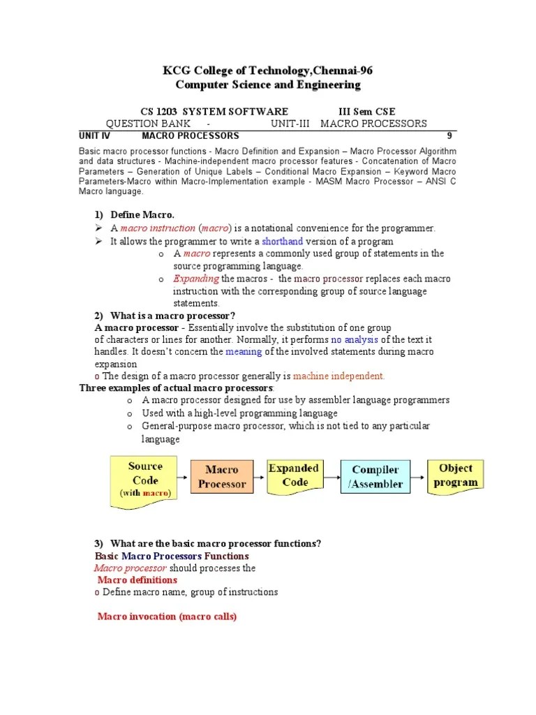 Unit IV System Software | PDF | Macro (Computer Science) | Assembly ...