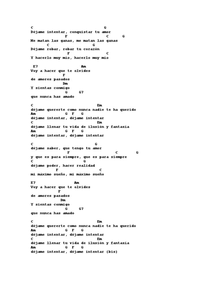 Letra Dejame Intentar - Carlos Mata | PDF