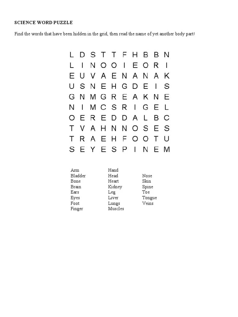 Puzzles are a fun way to pass the time whether on a rainy day or as a family project. Science Word Puzzle Pdf