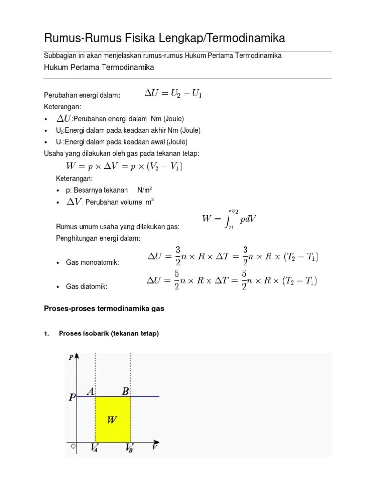 Rumus-Rumus Termodinamika | PDF