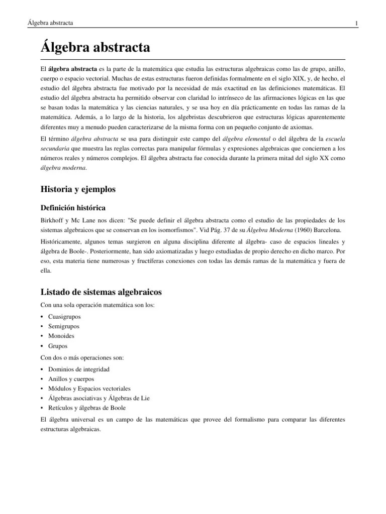 Algebra Abstracta | PDF | Álgebra Abstracta | Objetos Matemáticos